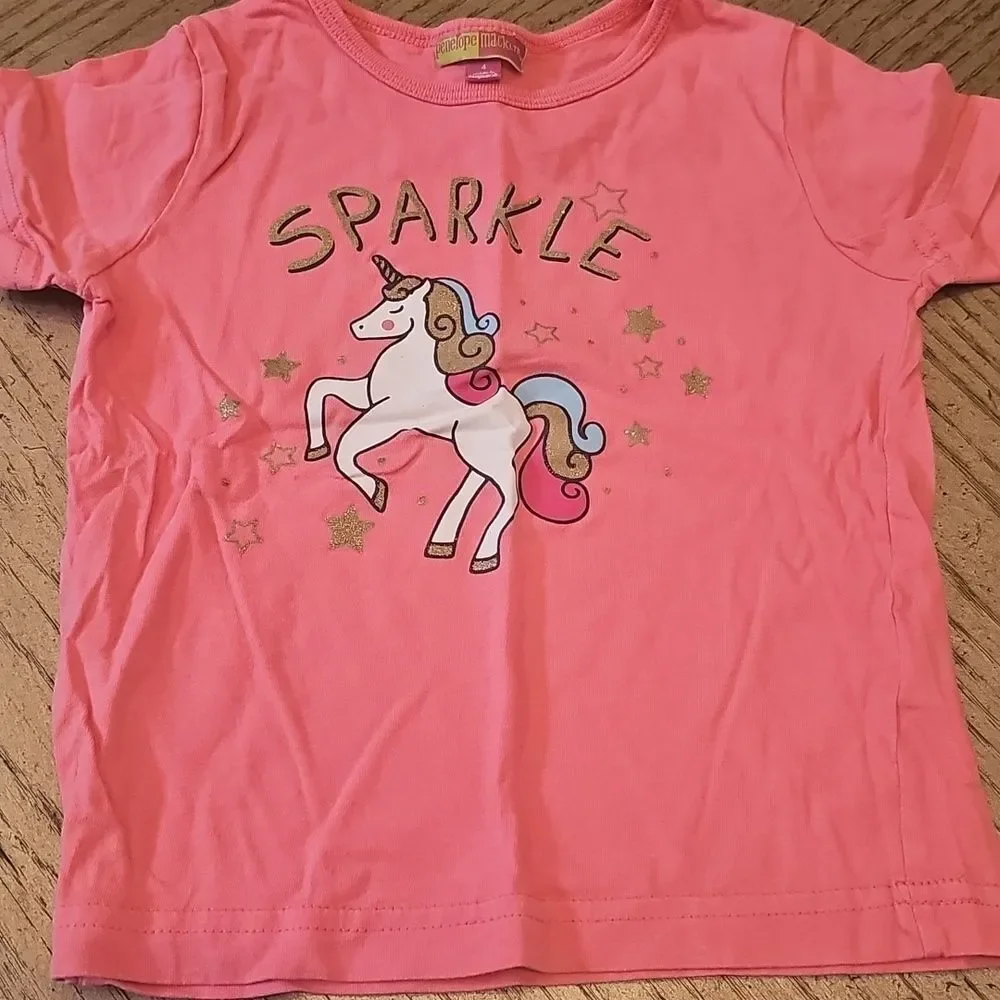 Unicorn Sparkle Shirt 4T Penelope Mack  And Mermaid Pant PJ